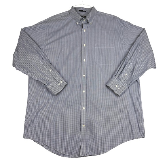 Lands End Dress Shirt Mens 18.5 36T Button Down Blue Gingham Traditional Fit - Picture 3 of 11